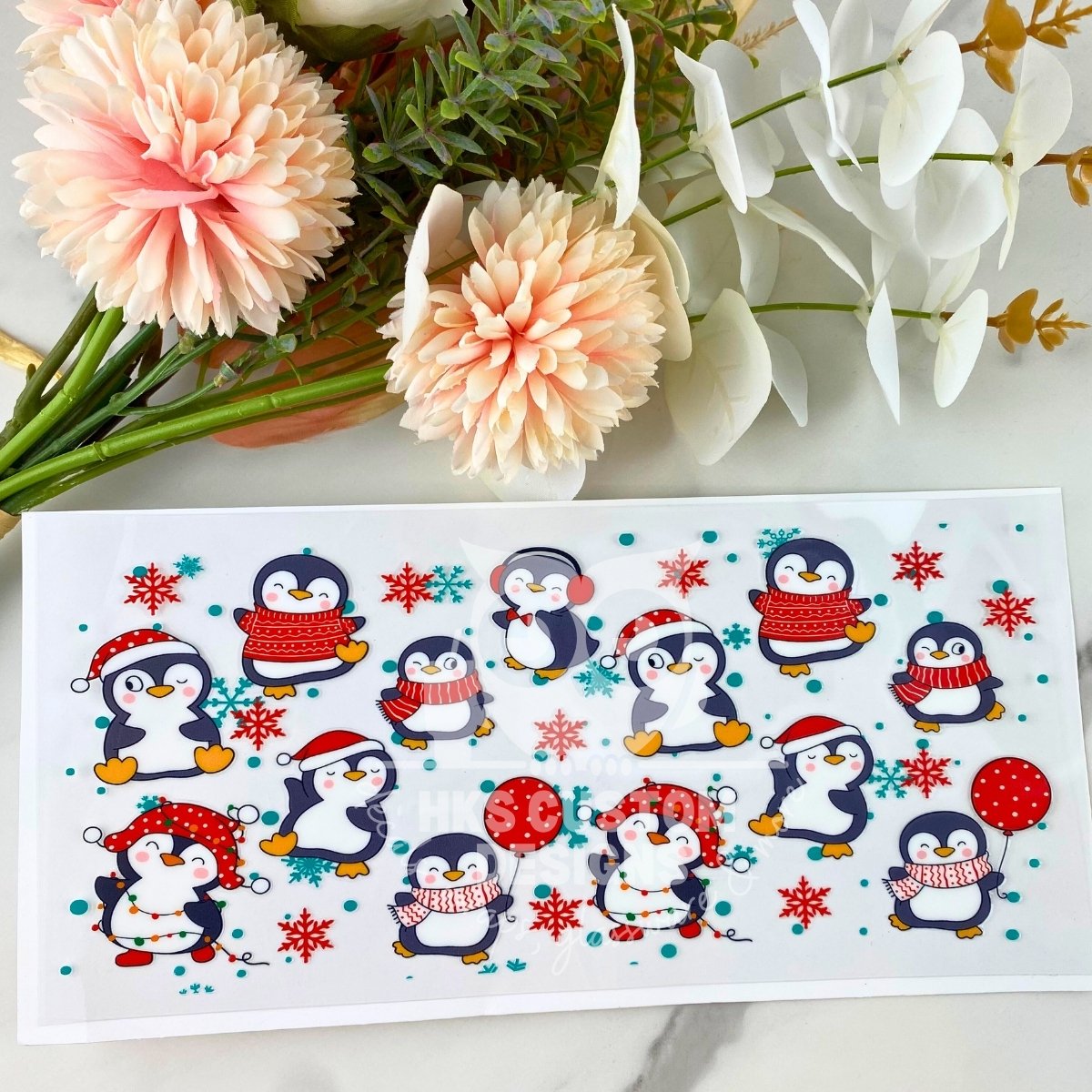 Christmas Penguins | 16 oz UV DTF Wrap