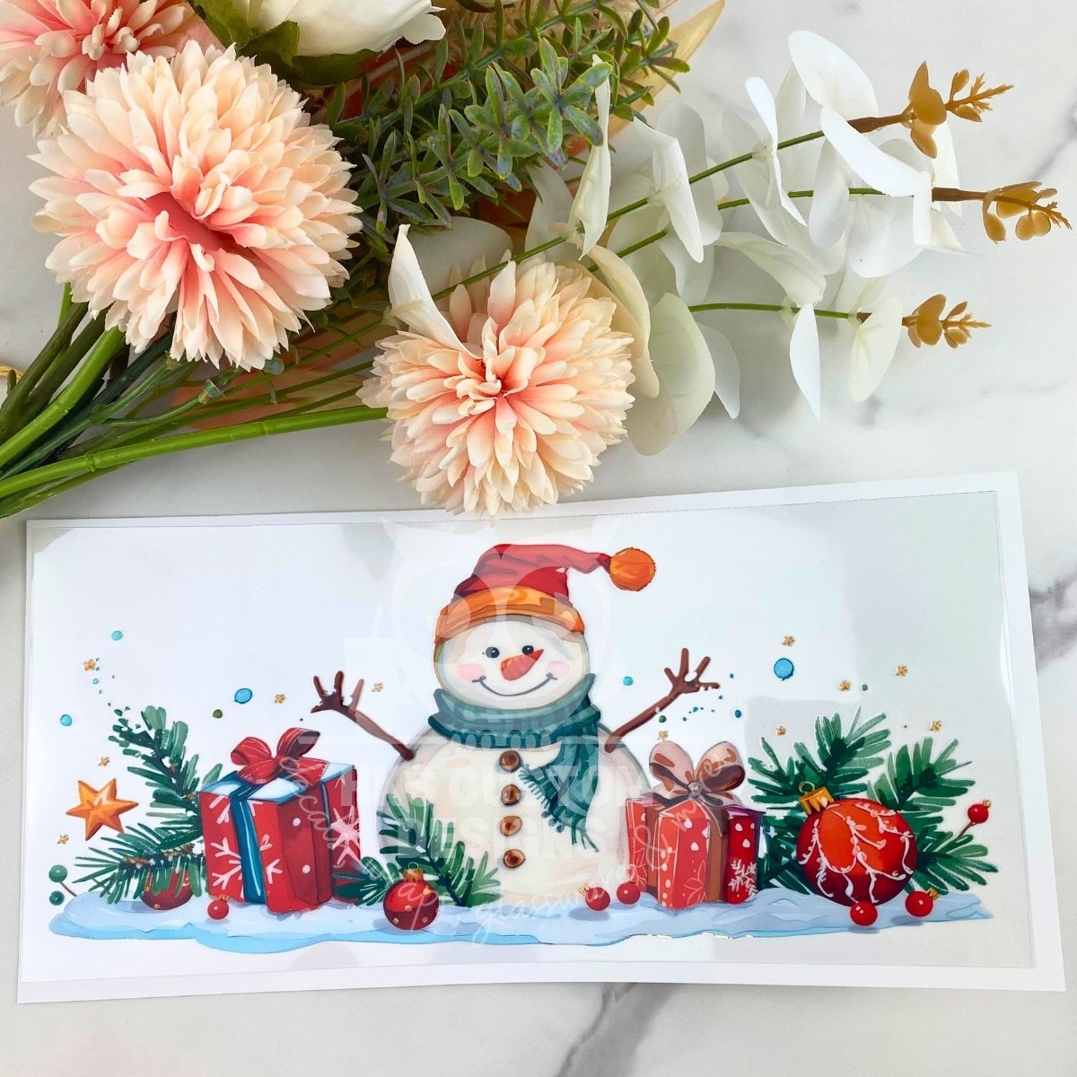Christmas Snowman | 16 oz UV DTF Wrap