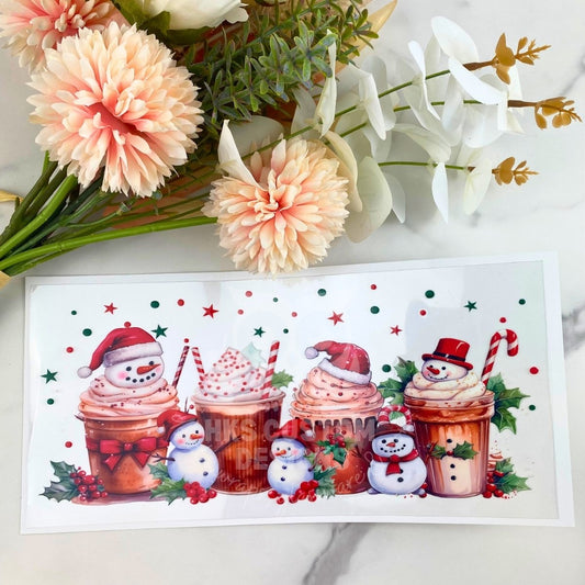 Snowman Christmas Coffee Cup2 | 16 oz UV DTF Wrap