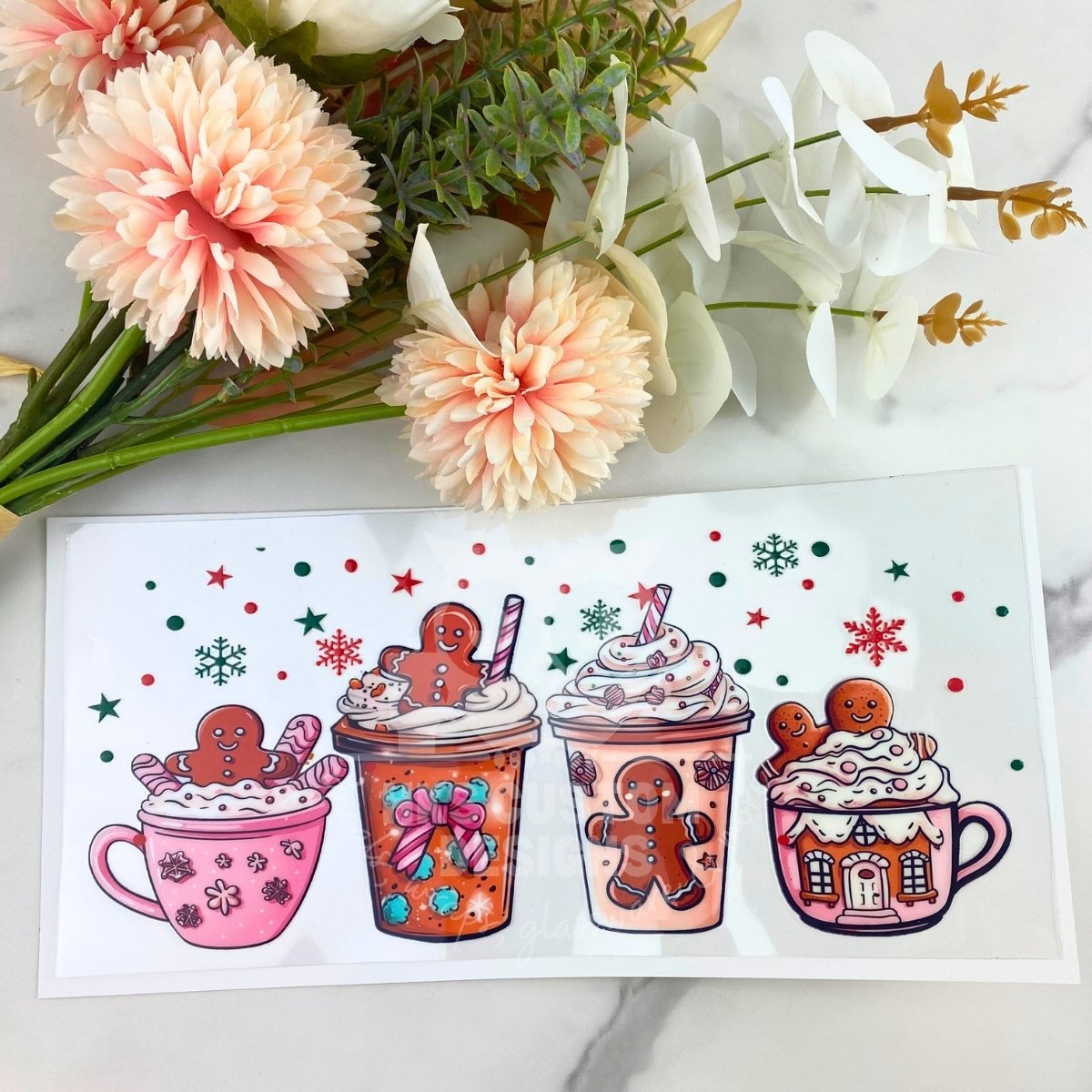 Gingerbread Man Coffee Cup | 16 oz UV DTF Wrap
