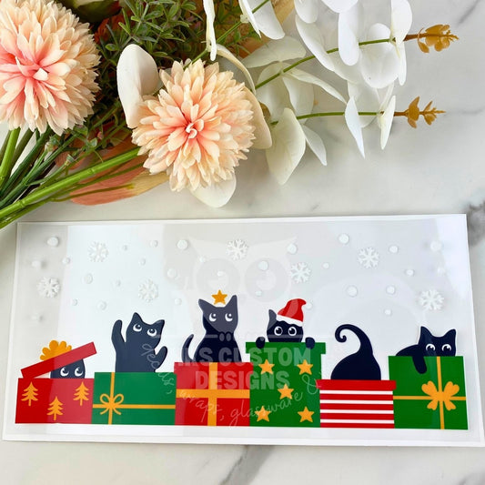 Christmas Presents Cats | 16 oz UV DTF Wrap