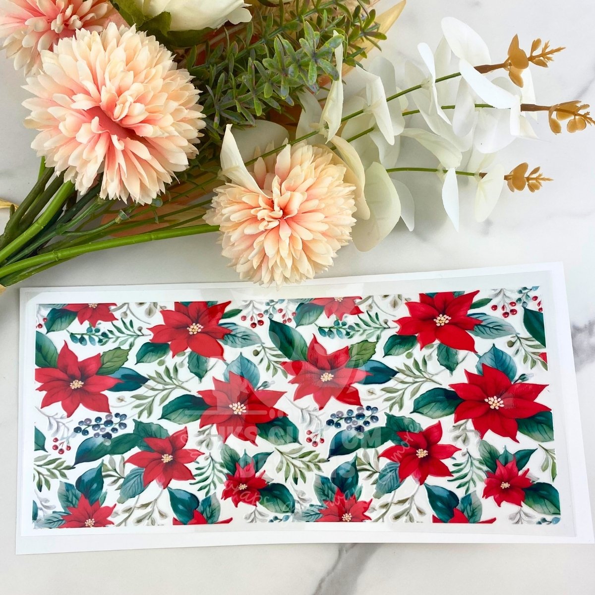 Poinsettia | 16 oz UV DTF Wrap
