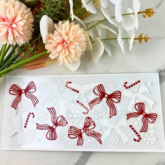 Red and White Bows | 16 oz UV DTF Wrap