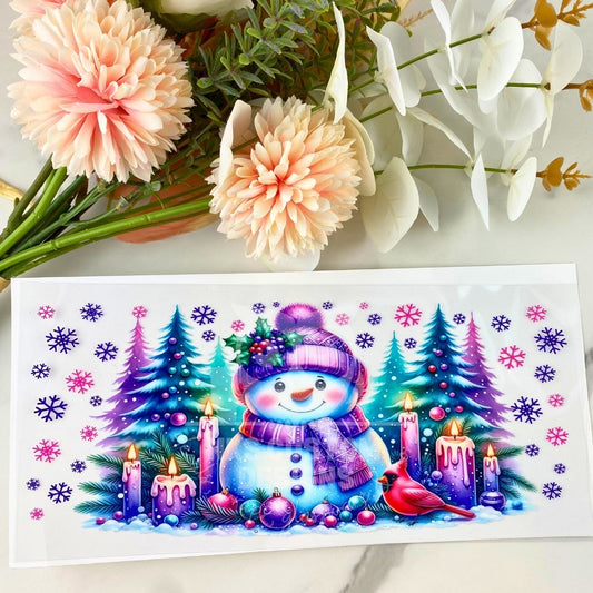 Purple Snowman Scene2 | 16 oz UV DTF Wrap