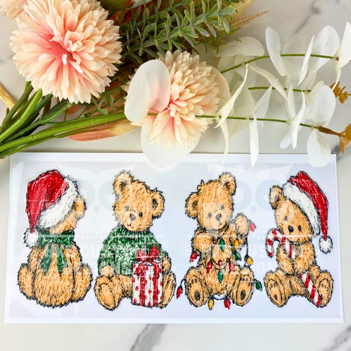 Christmas Teddy Bear | 16 oz UV DTF Wrap