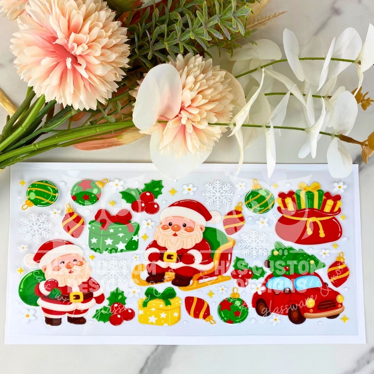 Santa Sleigh | 16 oz UV DTF Wrap
