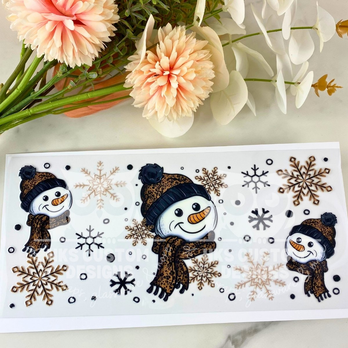 Let it Snow Gold Snowflakes | 16 oz UV DTF Wrap