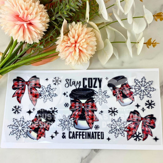 Stay Cozy and Caffeinated | 16 oz UV DTF Wrap