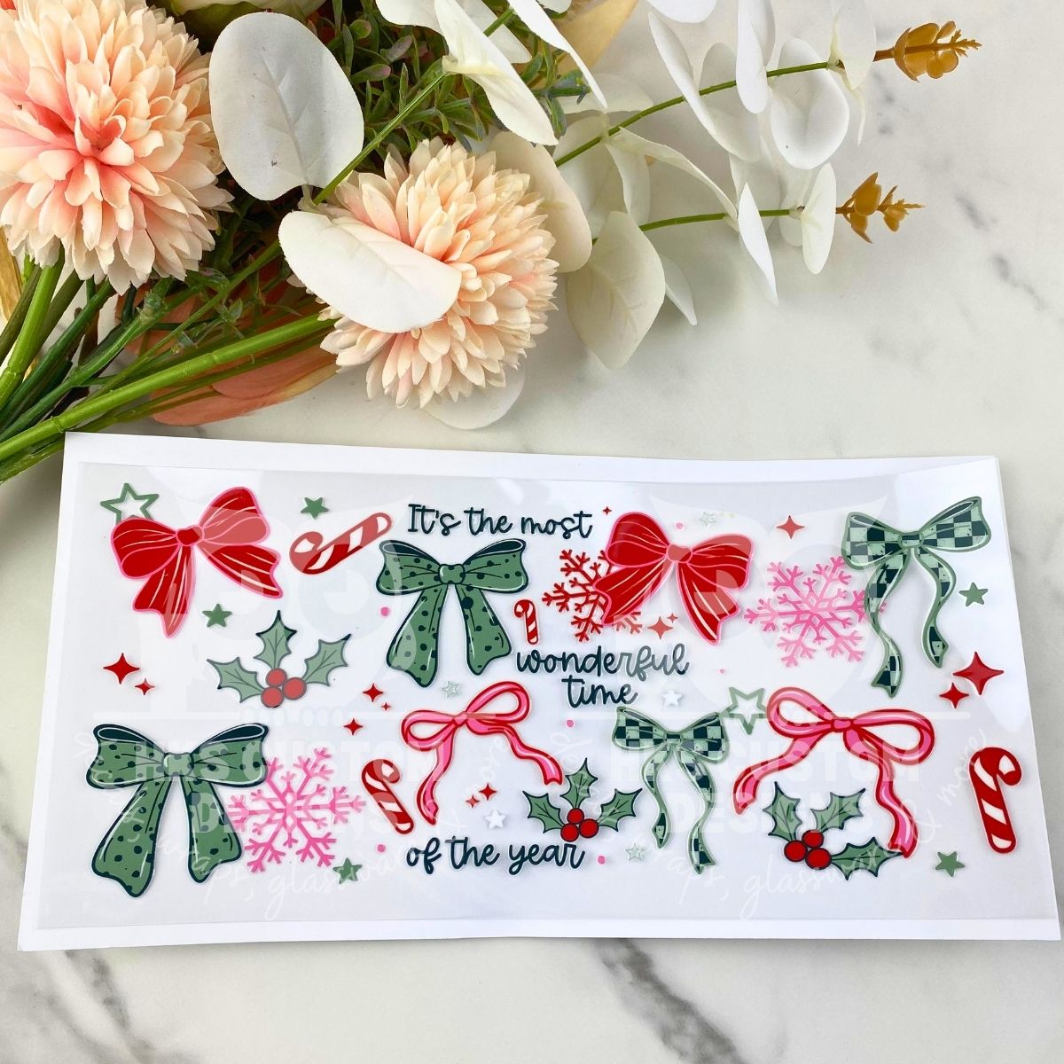 Wonderful Time Bows | 16 oz UV DTF Wrap