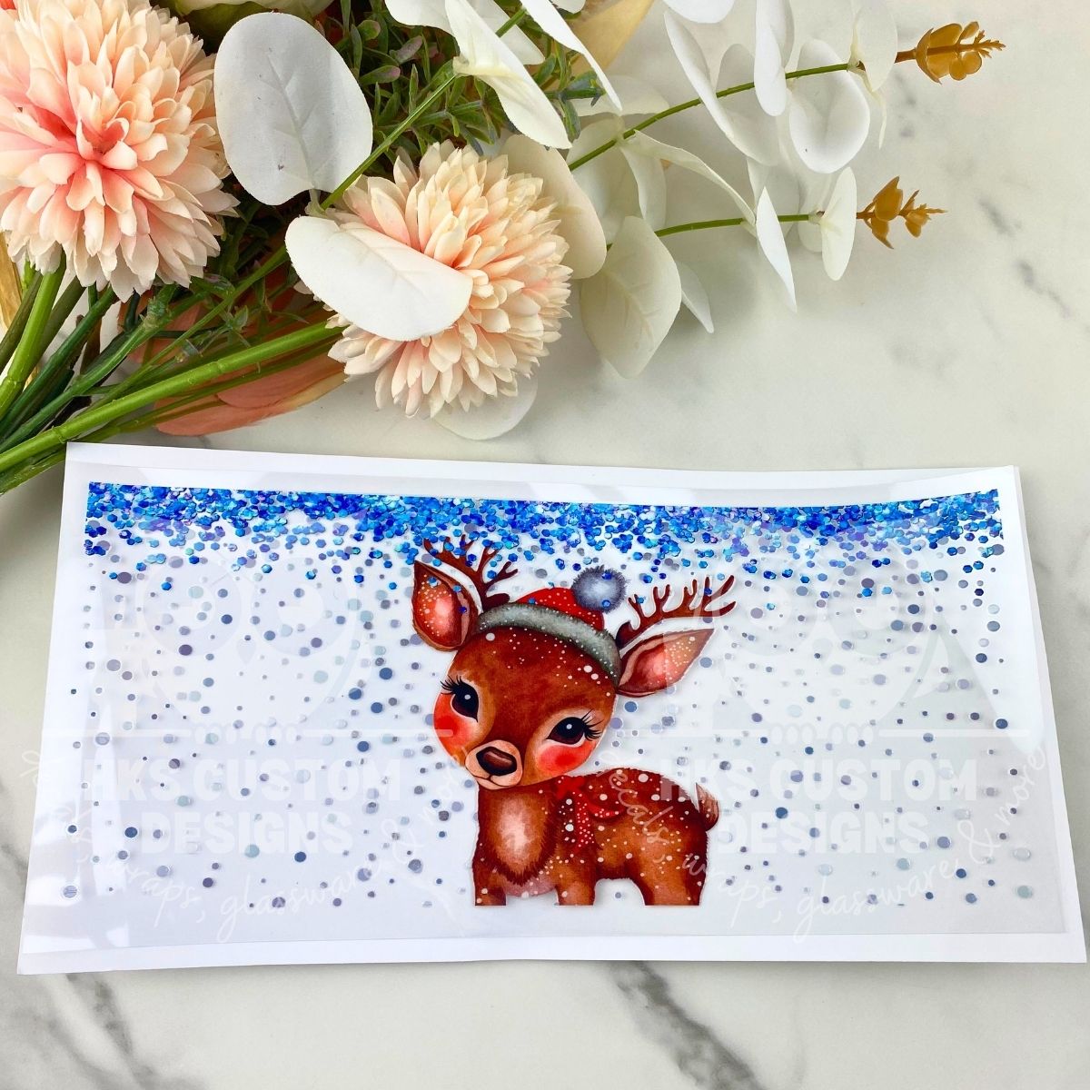 Sparkly Reindeer | 16 oz UV DTF Wrap