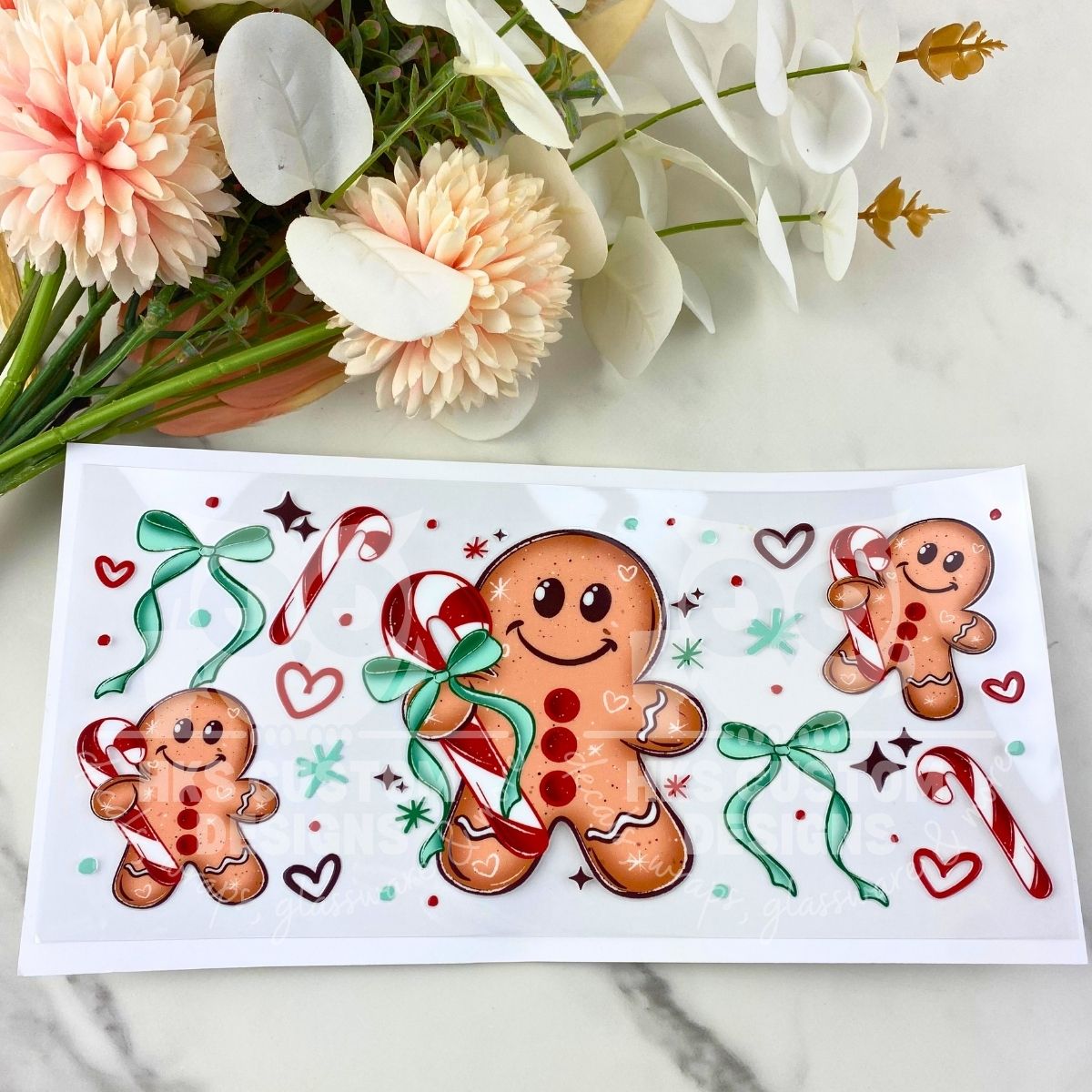 Gingerbread & Candy Canes | 16 oz UV DTF Wrap