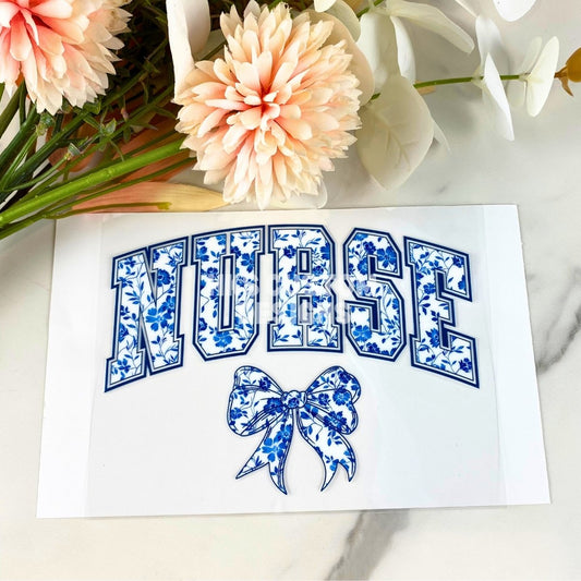 Nurse Blue Bow | 4" UV DTF Decal