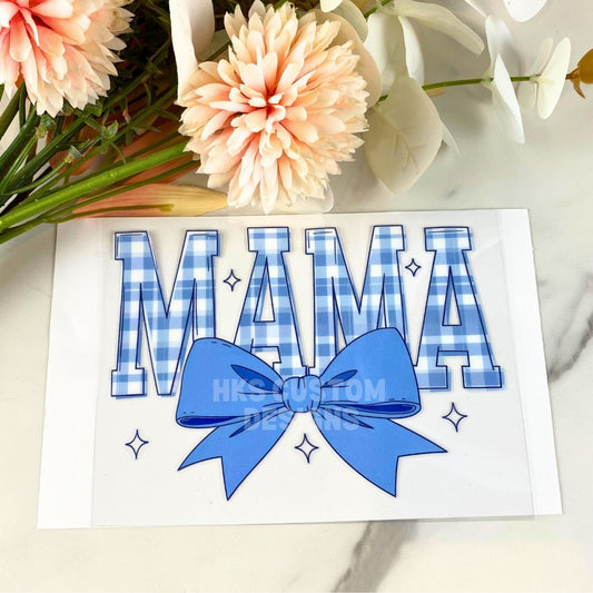 Mama Blue Bow | 4" UV DTF Decal