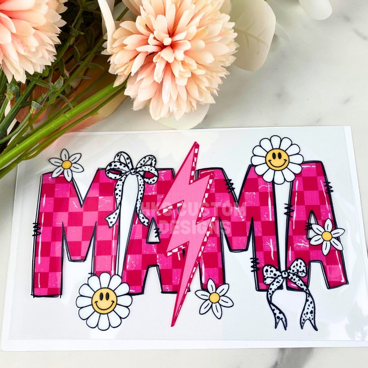 Mama Pink Checkered | 4" UV DTF Decal