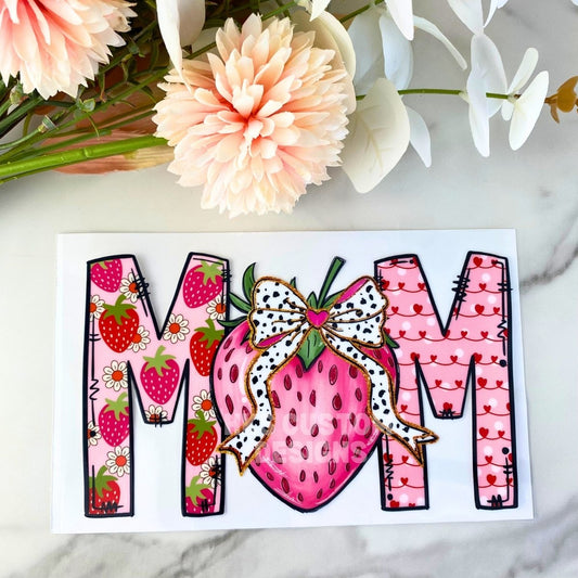 Strawberry Mom | 4" UV DTF Decal
