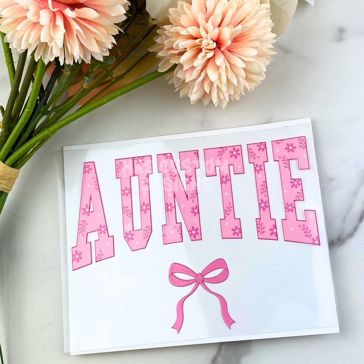 Auntie (pink bow) | 4" UV DTF Decal