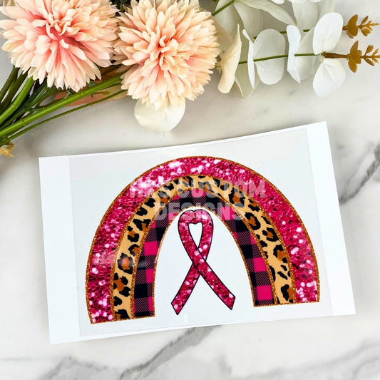 Pink Ribbon Rainbow (Breast Cancer) | 4" UV DTF Decal