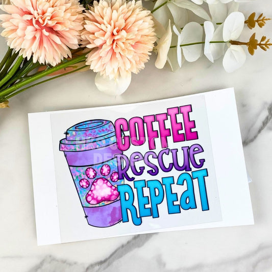 Coffee Rescue Repeat | 4" UV DTF Decal