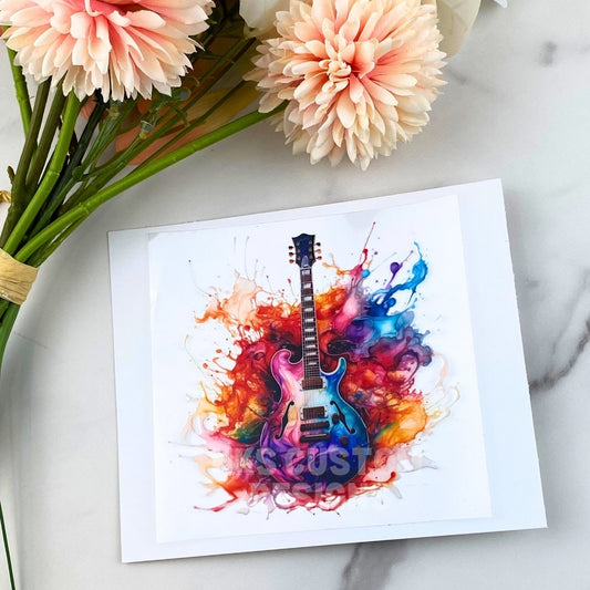 Guitar (watercolor) | 4" UV DTF Decal