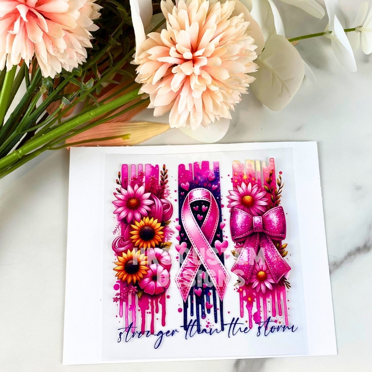 Stronger Than The Storm (Breast Cancer) | 4" UV DTF Decal