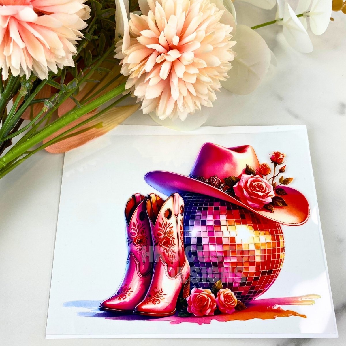Disco Ball with Hat and Boots | 4" UV DTF Decal