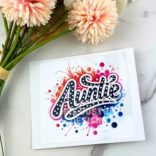 Auntie (watercolor) | 4" UV DTF Decal