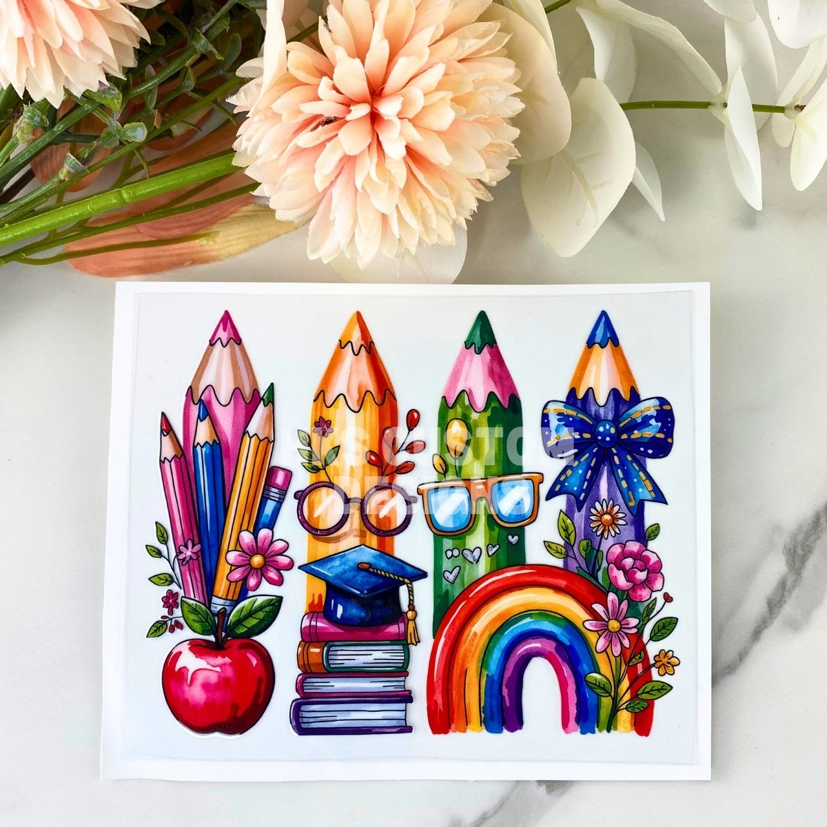 Teacher Colorful Pencils | 4" UV DTF Decal