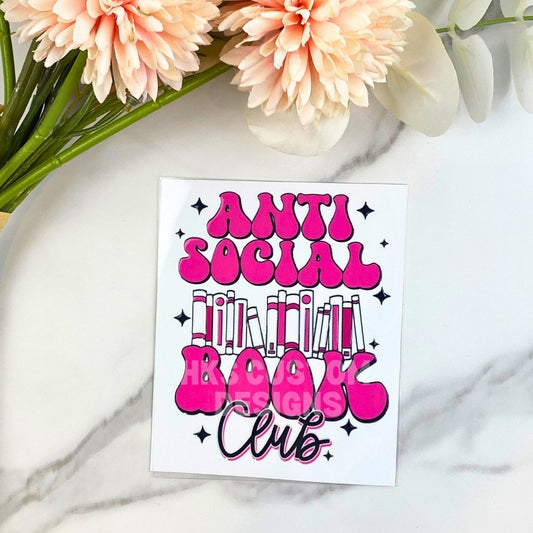 Anti Social Book Club | 4" UV DTF Decal