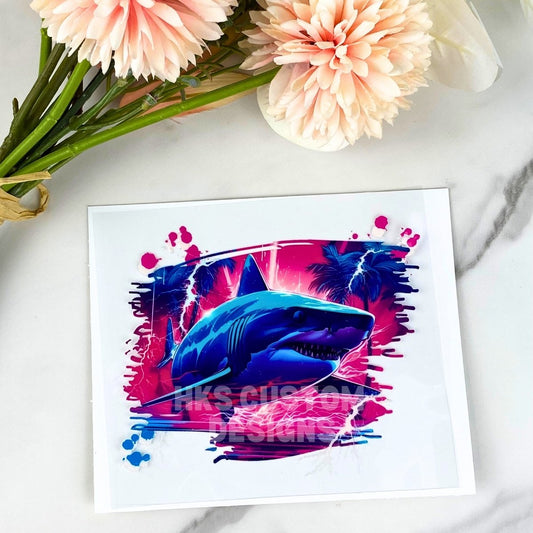 Shark (blue/pink) | 4" UV DTF Decal