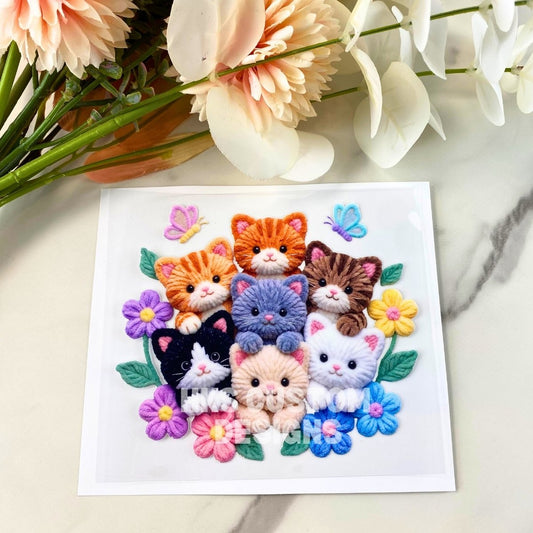 Faux Yarn Cat | 4" UV DTF Decal