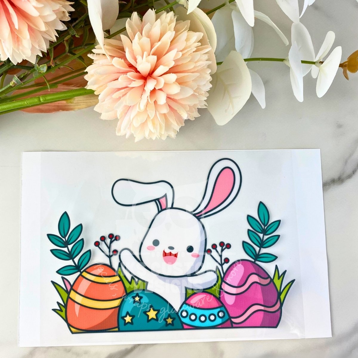 Bunny with Eggs1 | 4" UV DTF Decal