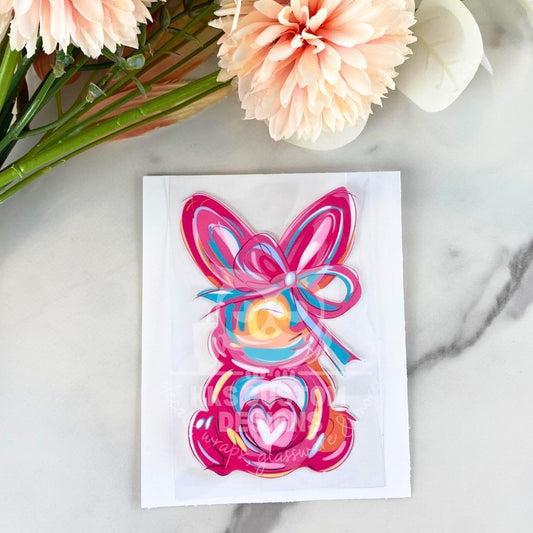 Pink Bunny with Bow | 4" UV DTF Decal