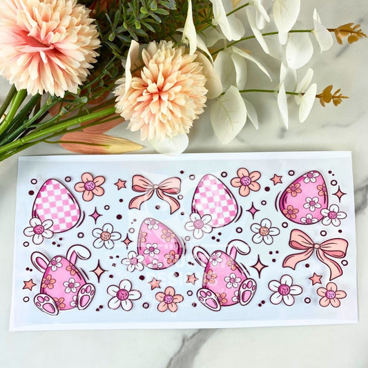 Pink Bunny Eggs | 16 oz UV DTF Wrap