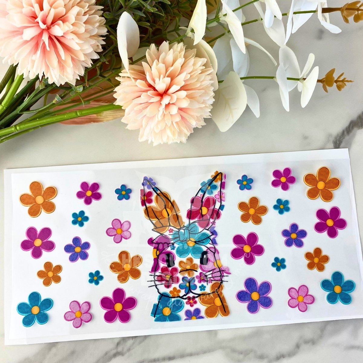 Floral Bunny | 16 oz UV DTF Wrap