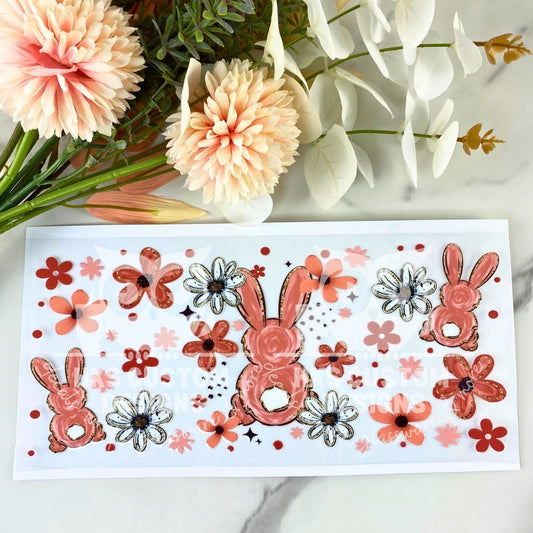 Blush Floral Bunny | 16 oz UV DTF Wrap