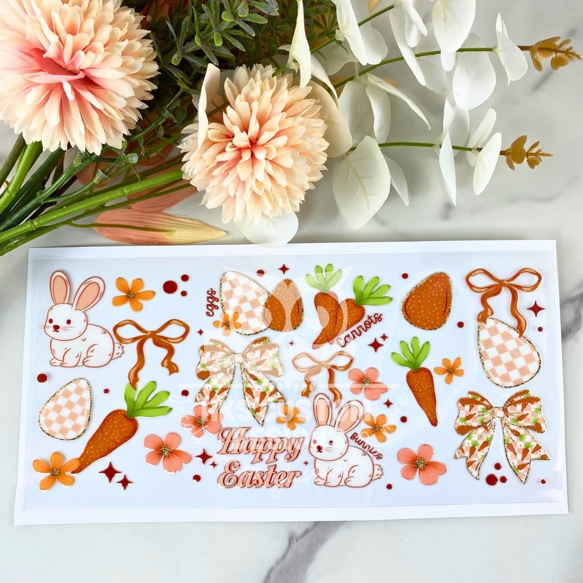 Orange Happy Easter | 16 oz UV DTF Wrap