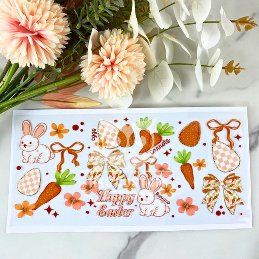 Orange Happy Easter | 16 oz UV DTF Wrap