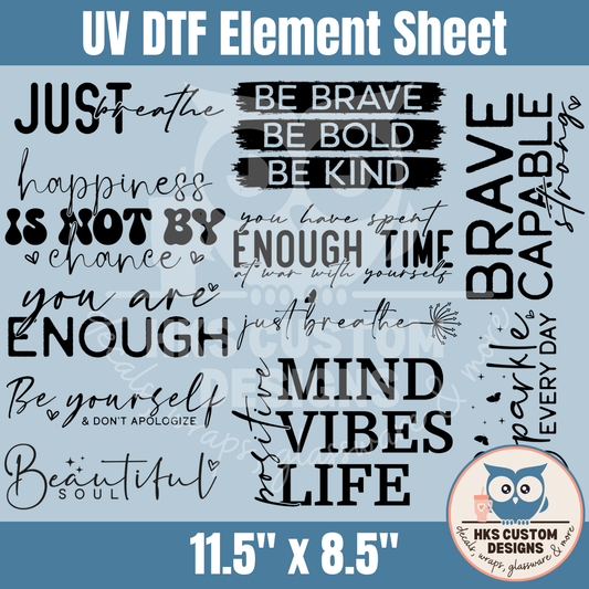 Positive Quotes Black | Element Sheet