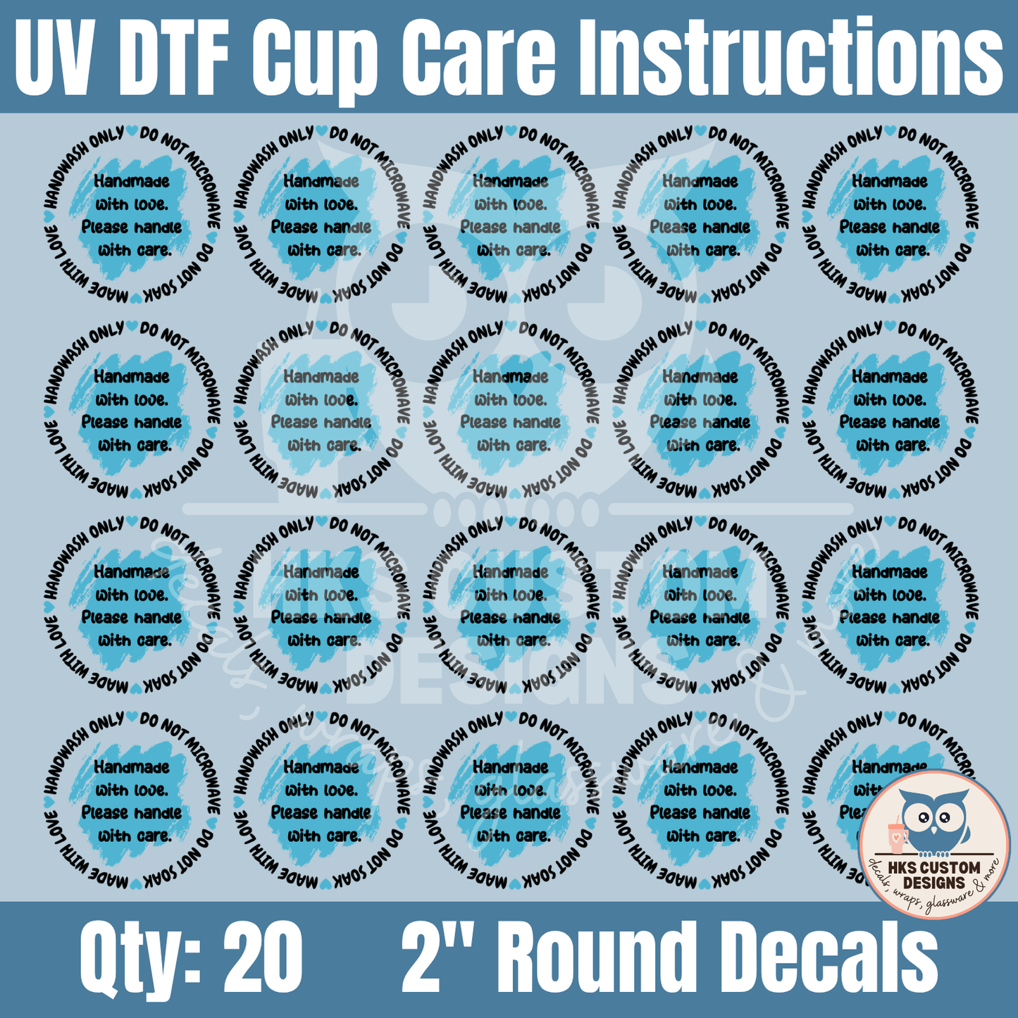 Blue 2" Cup Care Instructions | Element Sheet