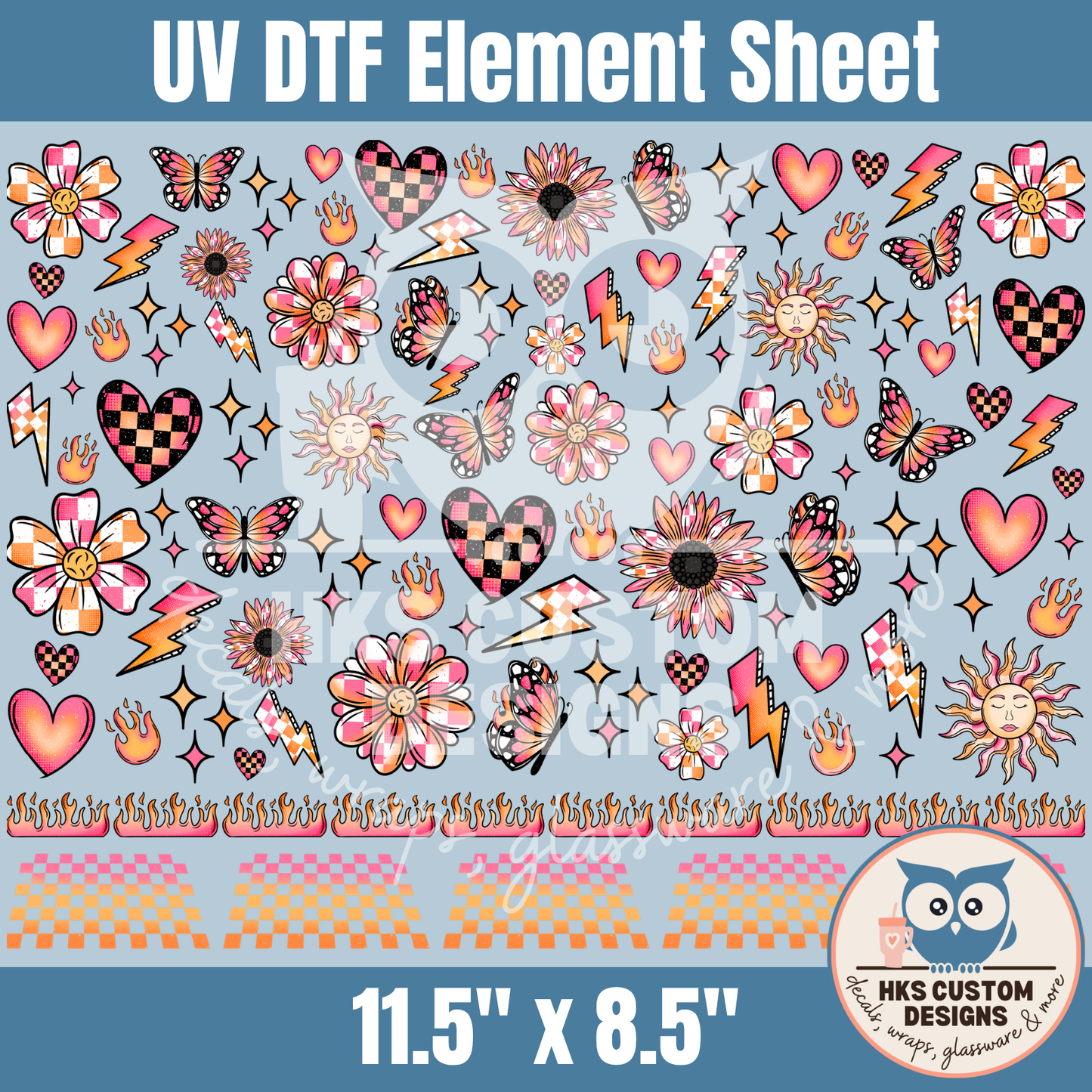 Pink and Orange Checkered | Element Sheet