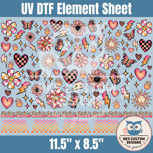 Pink and Orange Checkered | Element Sheet