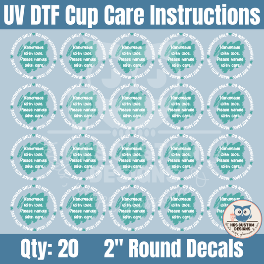 Teal and White 2" Cup Care Instructions | Element Sheet