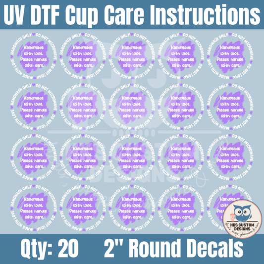 Purple and White 2" Cup Care Instructions | Element Sheet