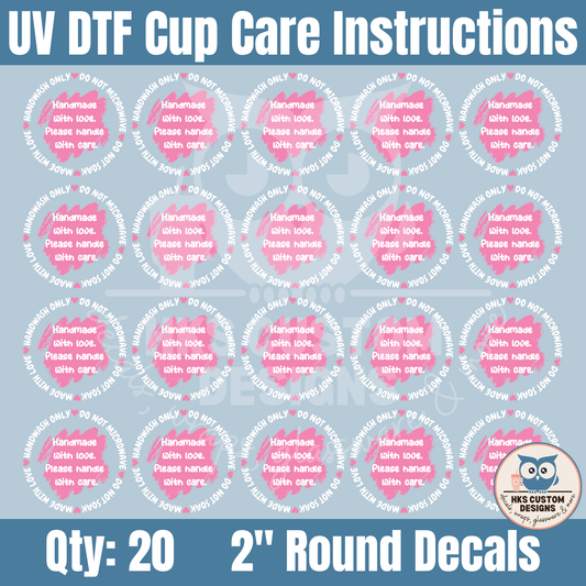 Pink and White 2" Cup Care Instructions | Element Sheet