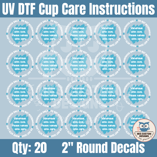 Blue and White 2" Cup Care Instructions | Element Sheet