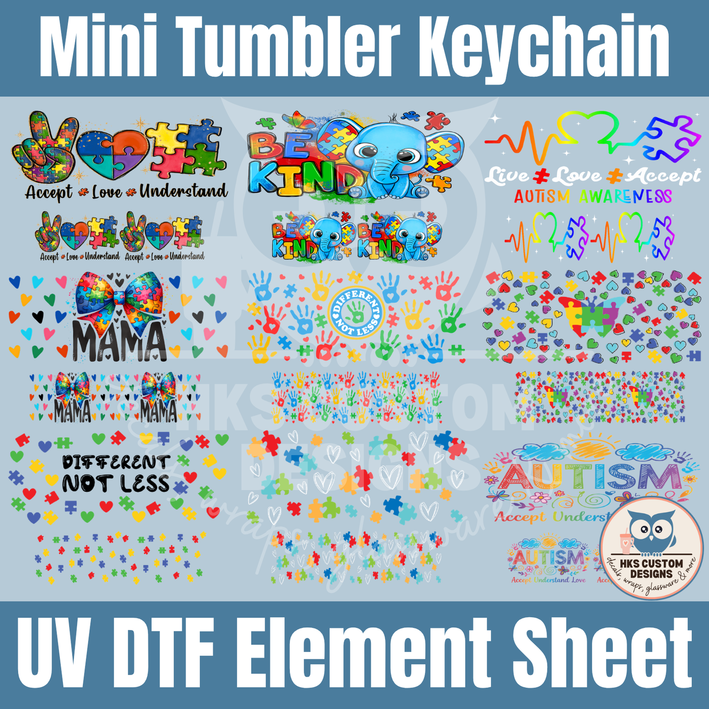 Autism Awareness Mini Tumbler | Element Sheet