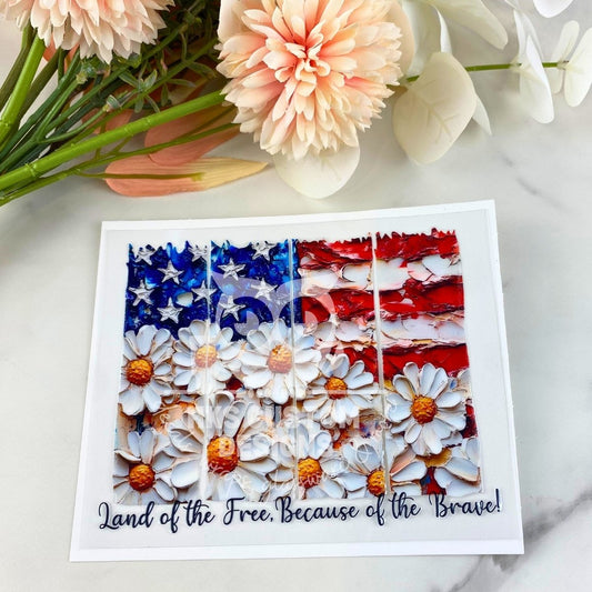 Land of the Free Floral | 4" UV DTF Decal