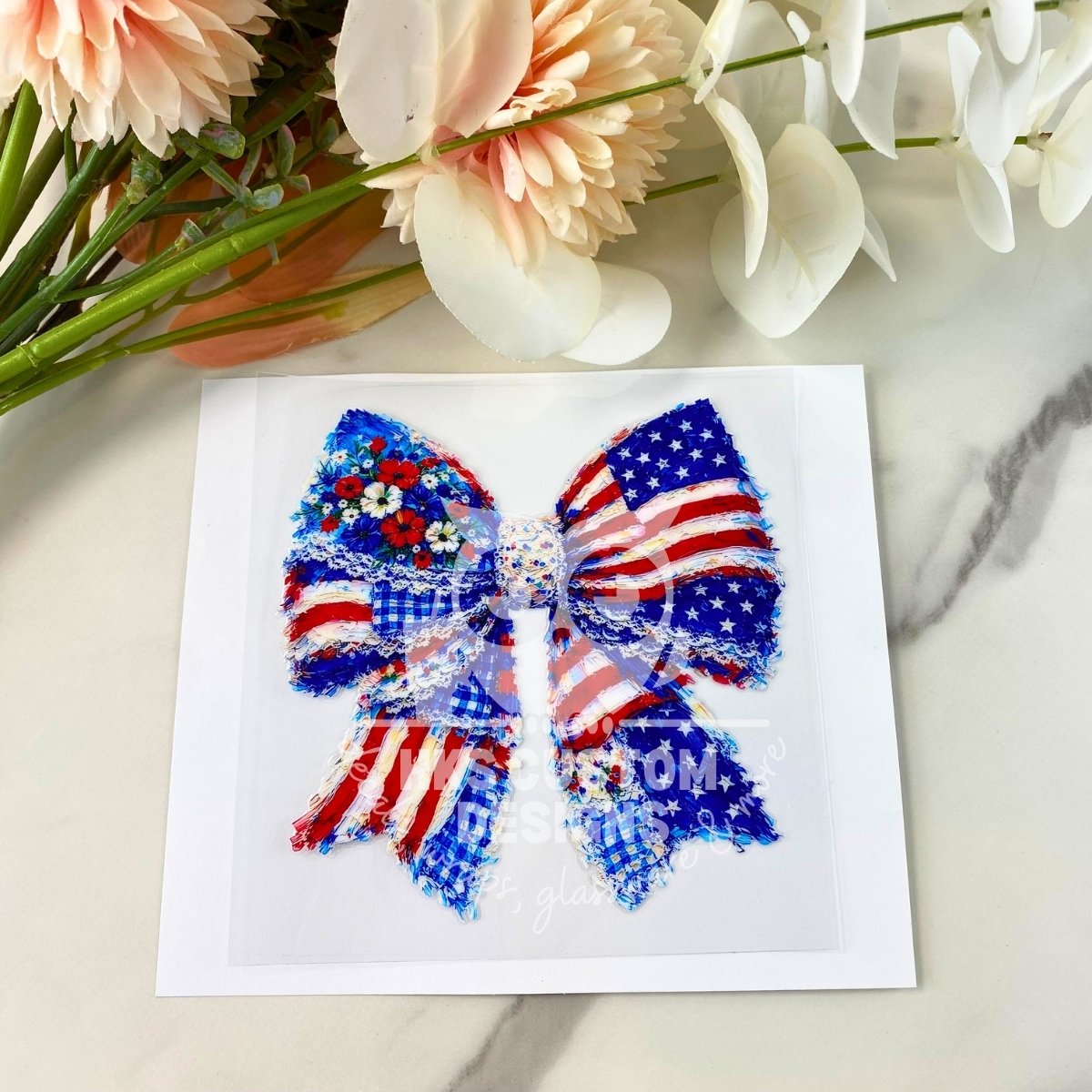 Floral Flag Bow | 4" UV DTF Decal
