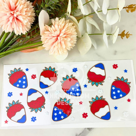 USA Strawberries | 16 oz UV DTF Wrap