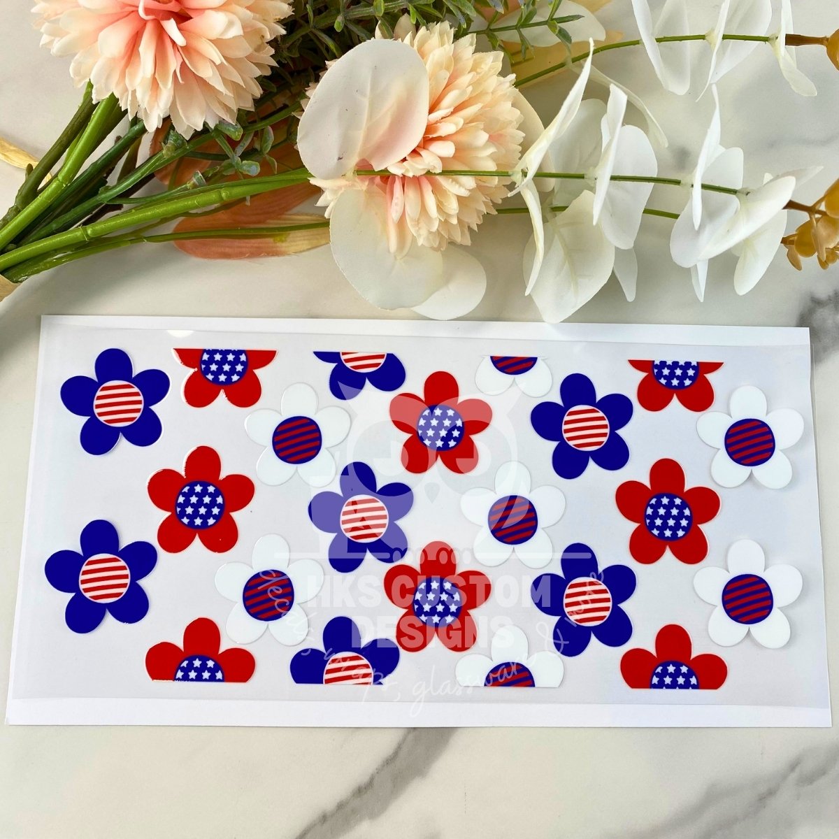 Red White Blue Floral2 | 16 oz UV DTF Wrap